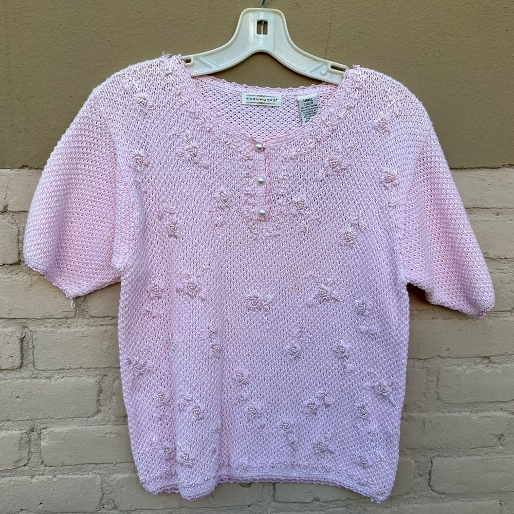 Vintage Granny Short Sleeve Knit Sweater